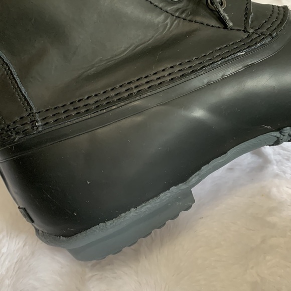 LANDS’ End mens black leather waterproof mid-calf duck boots 490642 - Picture 7 of 9